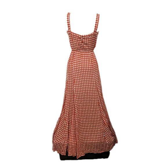 Auguste The Label Orange Gingham Paneled Maxi Dress sz 4 Prairie Cottagecore - Picture 6 of 10